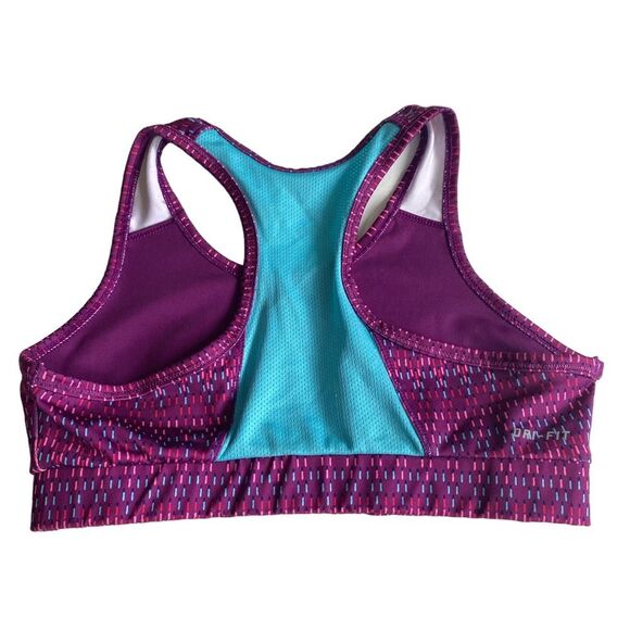 Nike Pro Dri-Fit Girls Swoosh Athletic Sports Bra Purple Blue Sz L - Picture 2 of 8